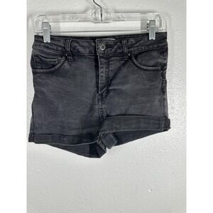 Wax Jean Denim Shorts Womens Medium Gray Cutoff Rolled Cuff Casual 28 Waist